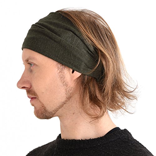 Casualbox Lino Cabeza Banda Bandana Natural Elástico Hairband Deportes Moda Envolver Caqui