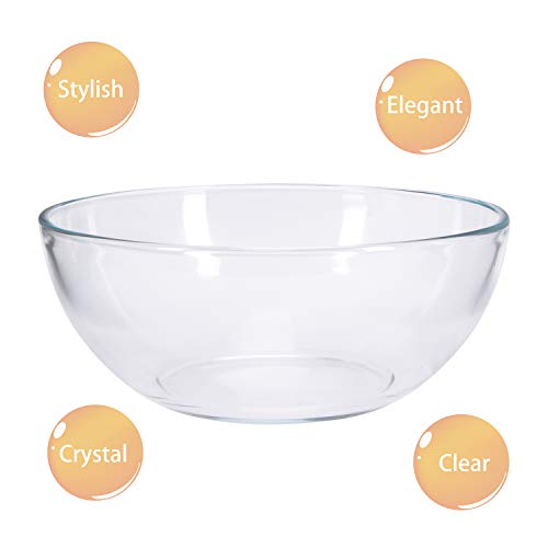 ChasBete Ensaladera Grande Cristal, Bol de Cristal Templado, Cuencos Cocina Transparente D 20cm Juego de 2