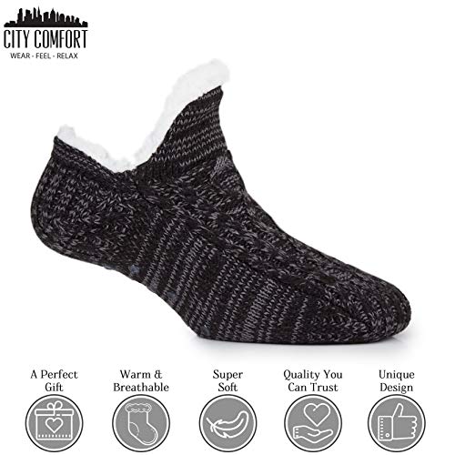 CityComfort Calcetines Mujer Antideslizantes, Calcetines Mujer Invierno de Forro Polar Estar por Casa, Ropa Mujer Invierno, Regalos Para Mujer Adolescentes (Negro)