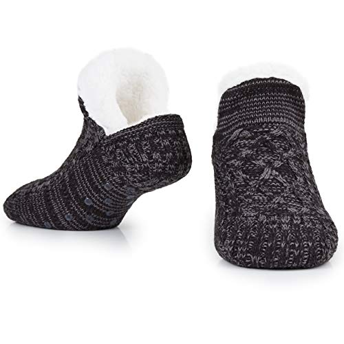 CityComfort Calcetines Mujer Antideslizantes, Calcetines Mujer Invierno de Forro Polar Estar por Casa, Ropa Mujer Invierno, Regalos Para Mujer Adolescentes (Negro)