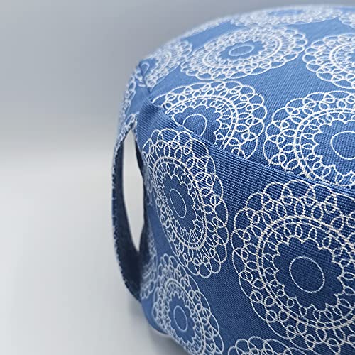 Cojín Zafú"Mandalas blue"- Cojín para Meditación – Cojín para Yoga – 100% algodón y cáscara de sarraceno – funda lavable – diseño exclusivo