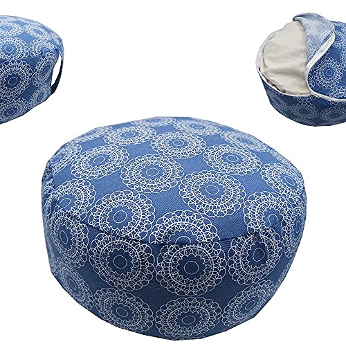 Cojín Zafú"Mandalas blue"- Cojín para Meditación – Cojín para Yoga – 100% algodón y cáscara de sarraceno – funda lavable – diseño exclusivo