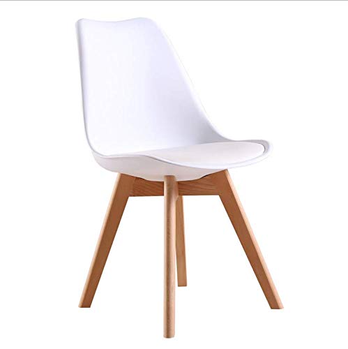 Comfortableplus Pack de 4 sillas de Comedor/Oficina con Madera de Haya Piernas para Comedor/Sala de Estar/Café/Restaurante, Blanco