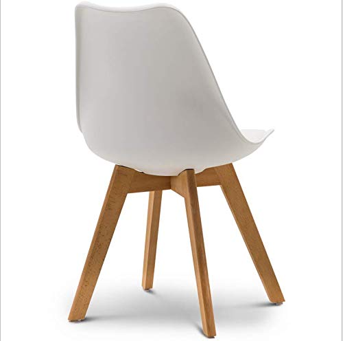 Comfortableplus Pack de 4 sillas de Comedor/Oficina con Madera de Haya Piernas para Comedor/Sala de Estar/Café/Restaurante, Blanco