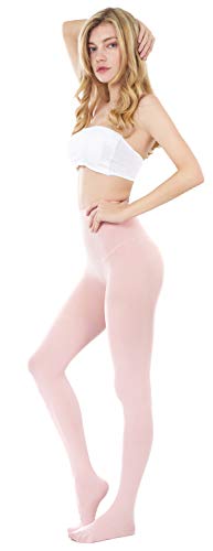 CozyWow Medias sem opacas en color liso para mujer 80D (Rosa empolvado, M)