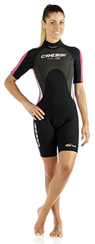 Cressi Med X Traje monoshort, Mujer, Negro/Rosa, XS/1 (40/42)