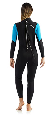 Cressi Morea Lady Monopiece Wetsuit 3mm Traje de Buceo Neopreno, Mujer, Negro/Turquesa/Plata, S/2