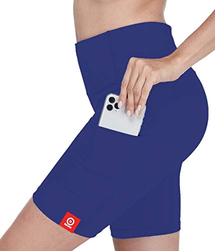 Ducomi BEA Shorts Cortos de Fitness para Mujer con 2 Bolsillos Laterales - Shorts Deportivos para Correr, Hacer Ejercicio, Gimnasio, Hogar, Yoga, Pilates, Ciclismo, Senderismo (Azul, S)