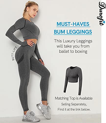 DUROFIT Mallas Pantalones Deportivos Leggings Mujer Mallas Deportivas Fitness Leggins Polainas de Yoga Training Fitness Estiramiento Gris S