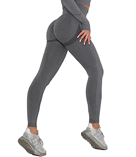 DUROFIT Mallas Pantalones Deportivos Leggings Mujer Mallas Deportivas Fitness Leggins Polainas de Yoga Training Fitness Estiramiento Gris S