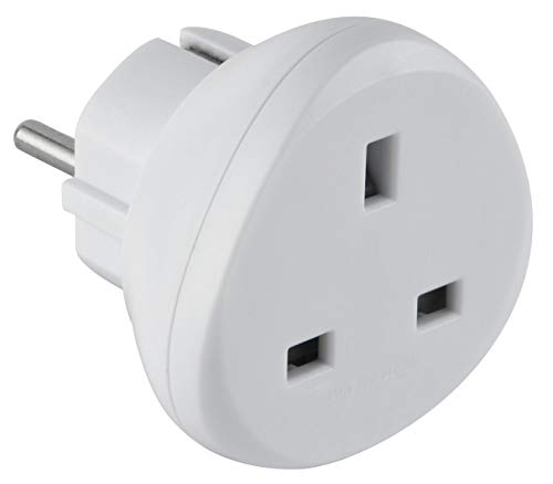 Electraline 70058 Adaptador de Viaje UK a tus enchufes de Francia/Europa, blanco