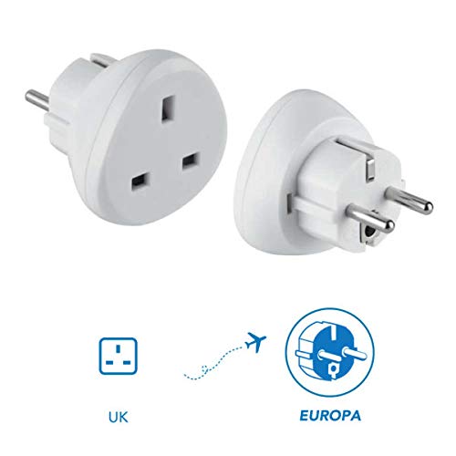 Electraline 70058 Adaptador de Viaje UK a tus enchufes de Francia/Europa, blanco