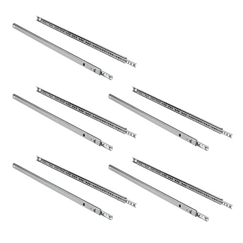 EMUCA - Guías correderas con rodamiento de Bolas para cajones, guías de extracción Parcial para cajonera, 17mm x 438mm, Lote de 5 Juegos