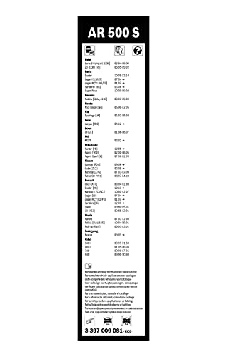 Escobilla limpiaparabrisas Bosch Aerotwin AR500S, Longitud: 500mm/500mm – 1 juego para el parabrisas (frontal)