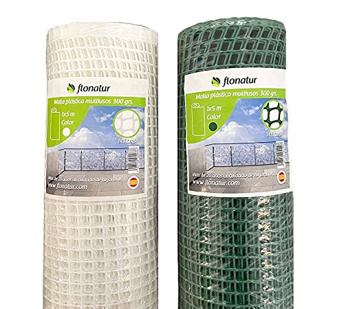 flonatur Malla de plastico para Balcones y terrazas, Verde 1x5, Malla Rejilla cerramientos Diferentes Medidas, Ancho del Cuadro 1x1 cms, Peso 300gr/m2.