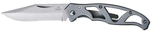 Gerber Navaja plegable de bolsillo con hoja lisa y clip de bolsillo, Longitud de la hoja 5.6 cm, Paraframe Mini Folding Clip Knife, Acero inoxidable, 31-003618