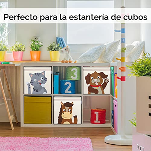 GLÜCKSWOLKE Caja Almacenaje Infantiles - 15 Motivos I Baules Juguetes I Cubos Organizador (33x33x33) compatible con estanteria I Contenedor Habitacion Niñas I Cesto Dormitorio Bebe (Gato)