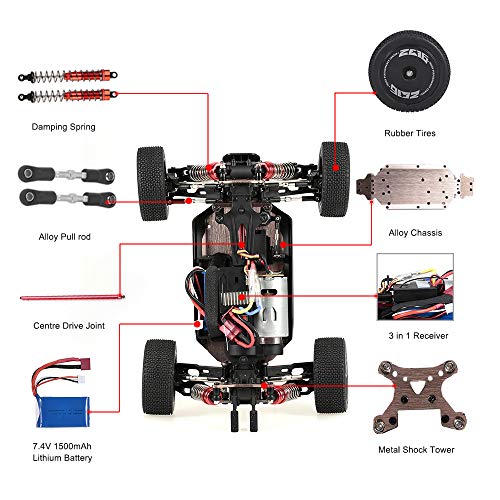 Goolsky Wltoys XKS 144001 RC Coche 60km / h Alta Velocidad 1/14 2.4GHz RC Buggy 4WD Racing Off-Road Drift Coche RTR (Verde)