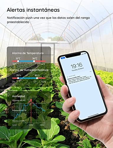 Govee Termómetro Higrómetro, LCD Bluetooth Medidor Digital Humedad y Temperatura Interior con Función Almacenamiento de Datos y Alerta, para Habitación