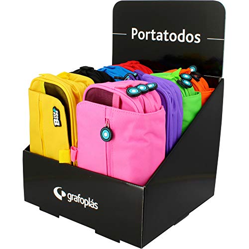 Grafoplás Bits & Bobs, Estuche Escolar 3 Compartimentos con Solapa, 23 cm, Violeta