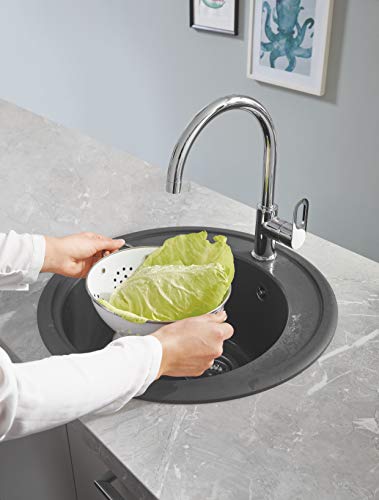 Grohe BauLoop - Grifo mezclador de cocina, monomando para instalación en un solo agujero. Caño alto giratorio en un ángulo de 360° (Ref. 31368000)