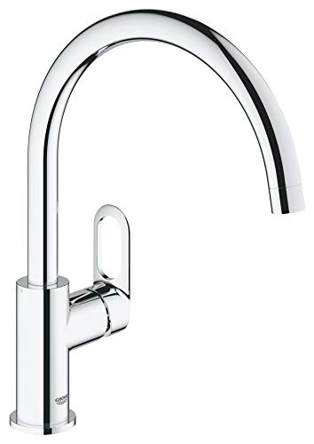 Grohe BauLoop - Grifo mezclador de cocina, monomando para instalación en un solo agujero. Caño alto giratorio en un ángulo de 360° (Ref. 31368000)