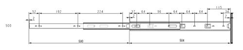 Guías Gamet® PK44-1 par de guías correderas a bolas para un cajón L: 350/400/450/500/550 mm/extracción total/carga máxima – 30 kg | L: 500 mm