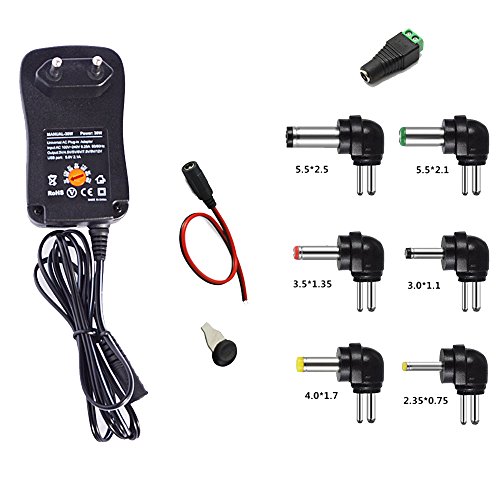 Gutreise 30W universal Power Supply Adapter 3V-12V AC/DC adaptador Fuente de alimentación conmutada 8 Adaptor Plugs con Puerto USB 5V 2,1A