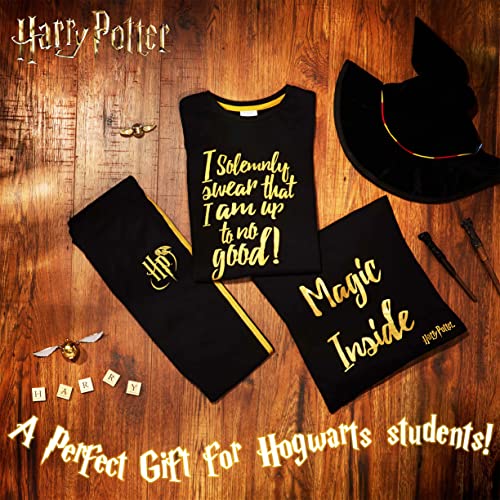 HARRY POTTER Pijama para Niñas, Pijama Niño Entero De Algodon, Conjunto De Manga Larga para Niña, Regalos Niñas De 7-14 Años (Negro, 11-12 años)