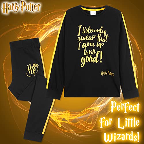 HARRY POTTER Pijama para Niñas, Pijama Niño Entero De Algodon, Conjunto De Manga Larga para Niña, Regalos Niñas De 7-14 Años (Negro, 11-12 años)