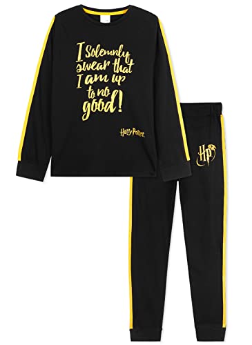 HARRY POTTER Pijama para Niñas, Pijama Niño Entero De Algodon, Conjunto De Manga Larga para Niña, Regalos Niñas De 7-14 Años (Negro, 11-12 años)