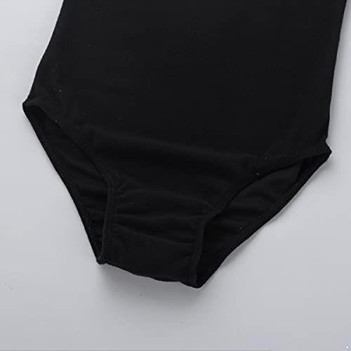 IEFIEL Maillot de Danza Ballet para Niña Maillot Manga Corta de Gimnasia Ritmica Maillot Elástico de Patinaje Artistico Negro 4 años