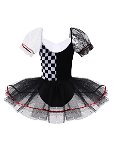 IEFIEL Vestido de Danza Ballet Niña para Fiesta Carnaval Maillot Tutú Princesa de Patinaje Artistico Vestido Lentejuelas de Danza Moderna W Negro 7-8 años