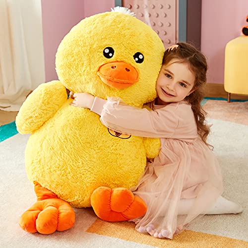 IKASA Animal de Peluche Pato Grande Peluche Gigante Suave - Juguete Suave Peluche Grande Lindo Enorme Jumbo Esponjoso Pato Peluche Gordo de Gran Tamaño - Regalos para Niños (Amarillo, 50cm)