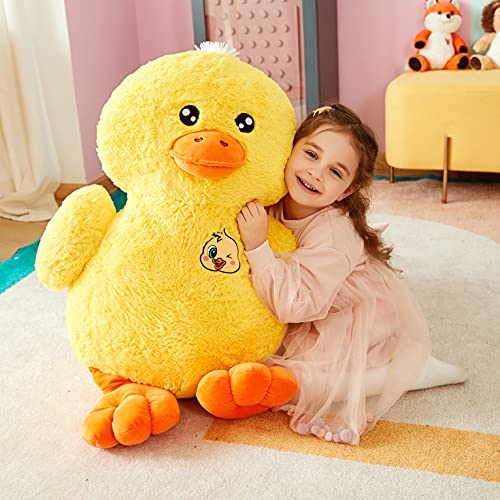 IKASA Animal de Peluche Pato Grande Peluche Gigante Suave - Juguete Suave Peluche Grande Lindo Enorme Jumbo Esponjoso Pato Peluche Gordo de Gran Tamaño - Regalos para Niños (Amarillo, 50cm)