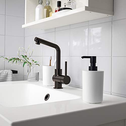 IKEA STORAVAN Juego de 3 piezas de baño con vaso para cepillos de dientes, dispensador de jabón, jabonera