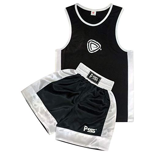 infantil Boxeo Uniforme 2 pices set (Top & Corto) Negro, 09 hasta 10 year old Infantil