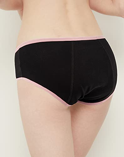 INNERSY Bragas Menstruales Protección de Ropa Interior Niña para Período Algodón Pack de 3(14-16 Años, 3 Negro)