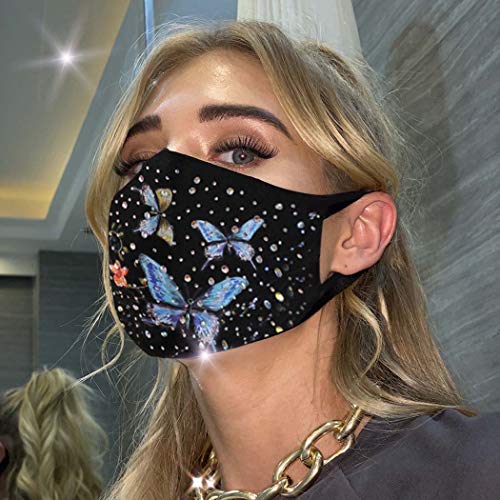 IYOU Mascarada Boca Cubrir Reutilizable Negro Brillante Diamante de imitación Cara Mascaras Mariposa Costoso Pelota Fiesta Boca Cubrir Mardi Gras Genio Disfraz Joyería para Mujer y Muchachas