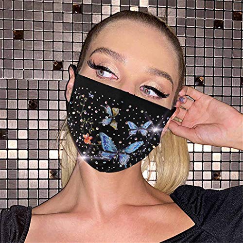 IYOU Mascarada Boca Cubrir Reutilizable Negro Brillante Diamante de imitación Cara Mascaras Mariposa Costoso Pelota Fiesta Boca Cubrir Mardi Gras Genio Disfraz Joyería para Mujer y Muchachas