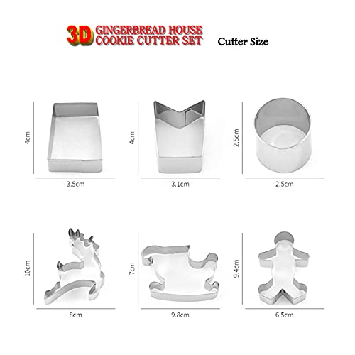 JasCherry Juego de 9 Moldes para Galletas de Navidad con Diseño de Casa de Jengibre y Casita de Navidad Muñeco de Nieve y Trineo Combinación de Casa en 3D (Caja de Regalo)