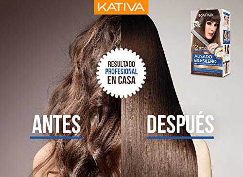 KATIVA KIT ALISADO BRASILEÑO CABELLOS OSCUROS - Lo mejor de nuestros alisados para cabellos oscuros - Alisado en casa para pelo teñido oscuro - Hasta 12 semanas de duración