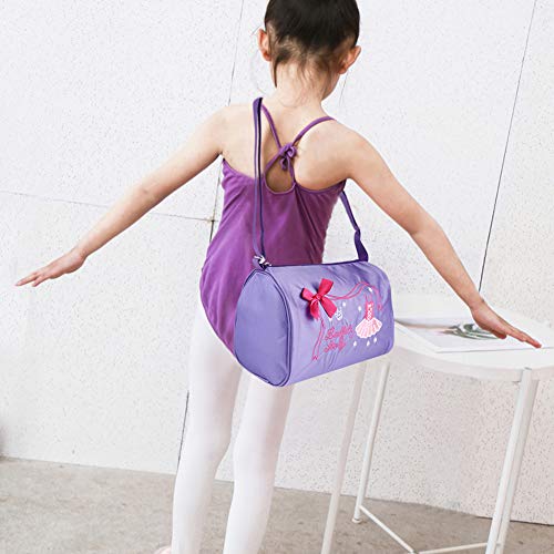 Keenso Bolso Lindo de la Danza niñas, Bolso Bordado de la Mochila del Bolso de la natación del Ballet de la Danza(Púrpura)