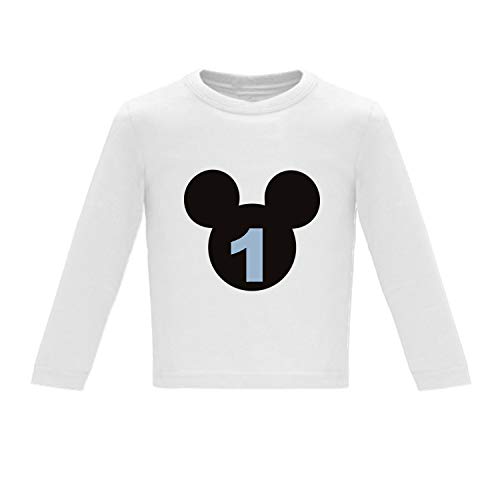 Kembilove Corona de Primer Cumpleaños con Camiseta – Adorable Conjunto de Cumpleaños de 1 Año para Niños y Niñas – Corona Ajustable Ideal para Fiestas de Cumpleaños Mickey Azul