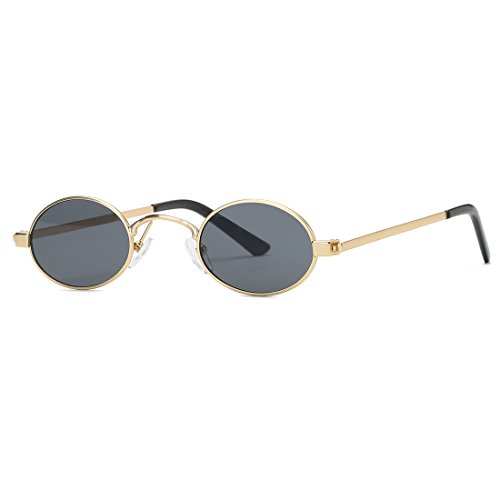 kimorn Gafas De Sol Para Mujer Pequeño Redondas metal Marco Ovaladas Unisex Anteojos K0577 (Oro&Negro)