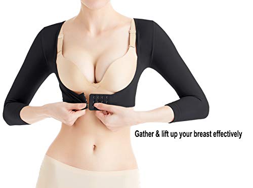 KSKshape - Formador de brazo para mujer con mangas de compresión para después quirúrgicas de adelgazamiento de las mangas correctoras de postura Negro Negro L