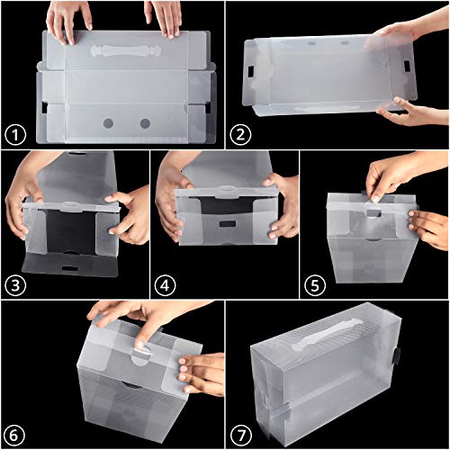 Kurtzy Caja Zapatos Plástico Transparente (Pack de 10) Apto para Zapatos de Mujer, Hombres y Niños - Organizador de Zapatos Plegable, Corrugado y Apilable para Viajes y Almacenaje