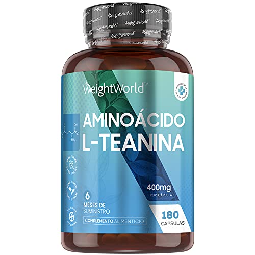 L-Teanina 400 mg, 180 Cápsulas Veganas - Suplemento de L Teanina con Ingredientes de Origen 100% Natural, Aminoácido Proveniente de las Hojas del Té Verde, Alternativa Natural al GABA