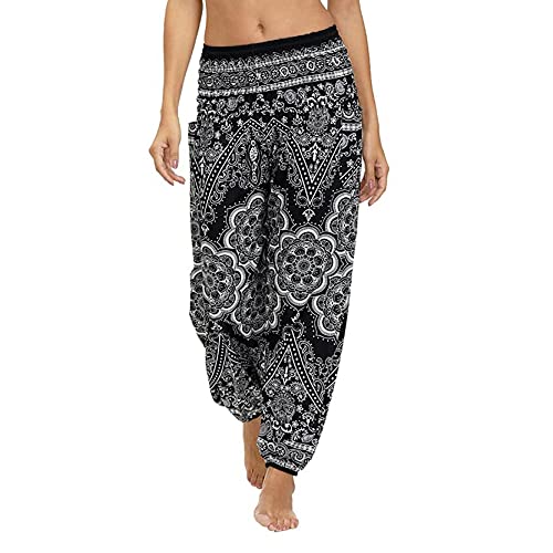 Leggins Mujer Push Up Pantalones Fitness Mallas, Haciendo bolsas Boho Hippie Harem Pantalones Damas Casual Pantalones Pilates Pilates Pantalones de verano Pantalones de salón Bohemio con bolsillo Pant