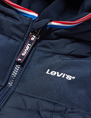 Levi's kids LVN-Puffer de Medios Mixtos Chaqueta, Azul a Cuadros, 6 Meses para Bebés